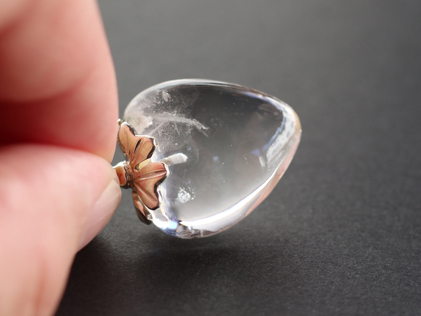 ハート型ヒマラヤ水晶ペンダントトップPN:HCC-41