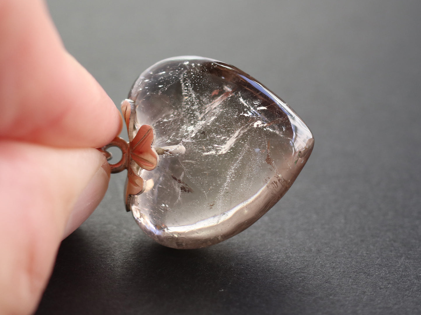 ハート型スモーキーヒマラヤ水晶ペンダントトップPN:HCC-69