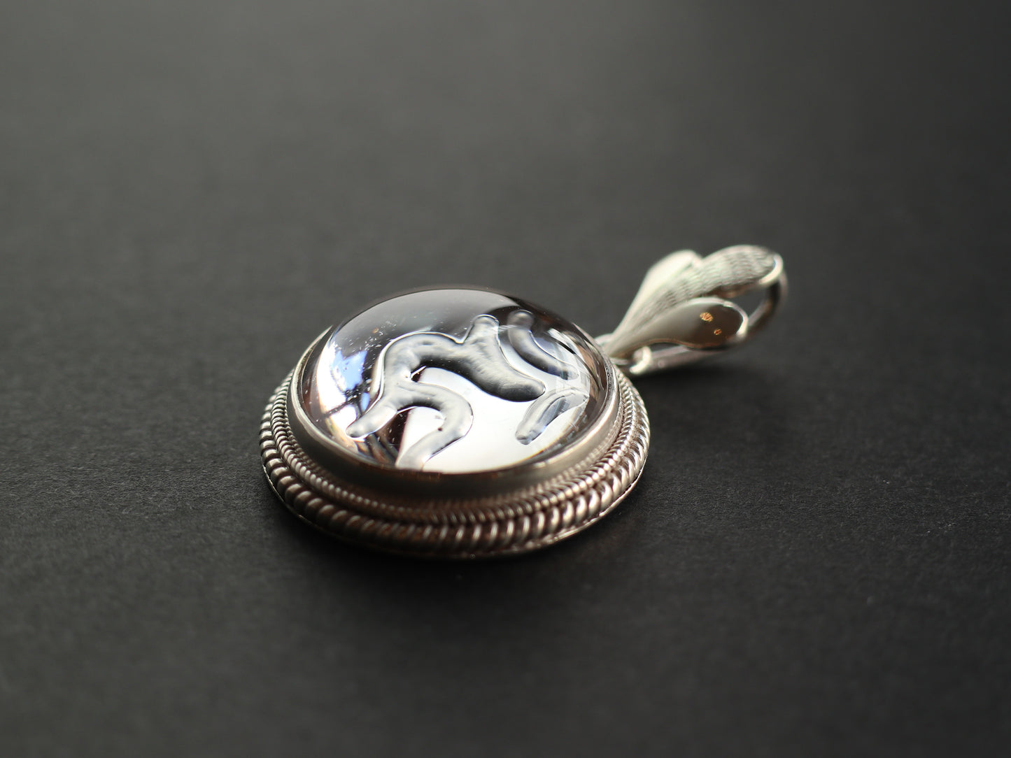 梵字入り(不動明王)ヒマラヤ水晶ペンダントトップPN:HCC-63