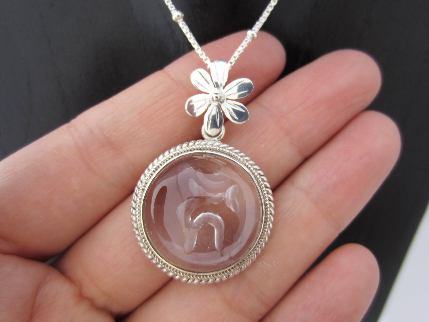 梵字入り(不動明王)ヒマラヤ水晶ペンダントトップPN:HCC-65