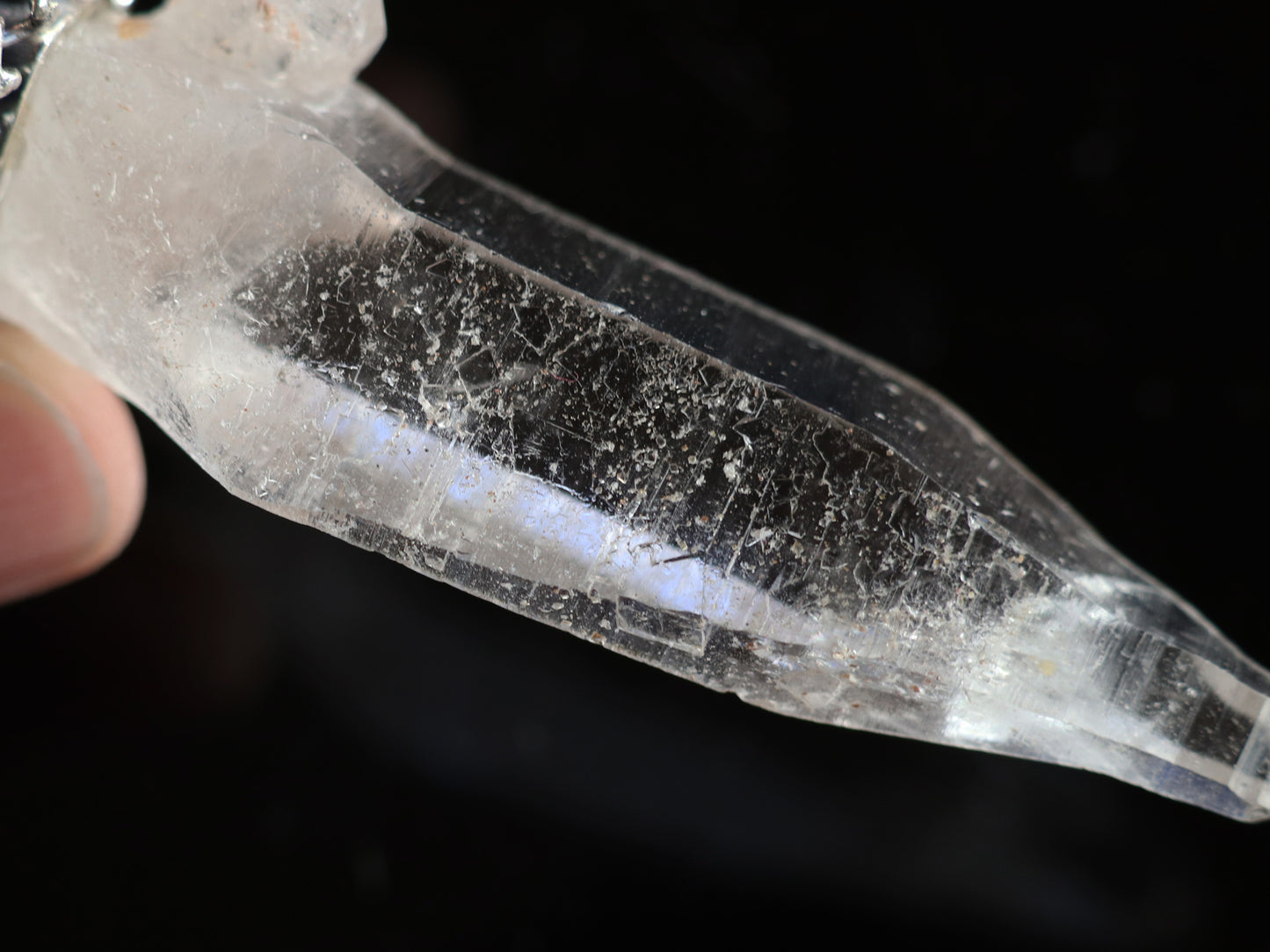 (チェーンデザイン)ガネーシュヒマール産ブリッジ、インプリント水晶原石ペンダントトップPN:HCS-C07