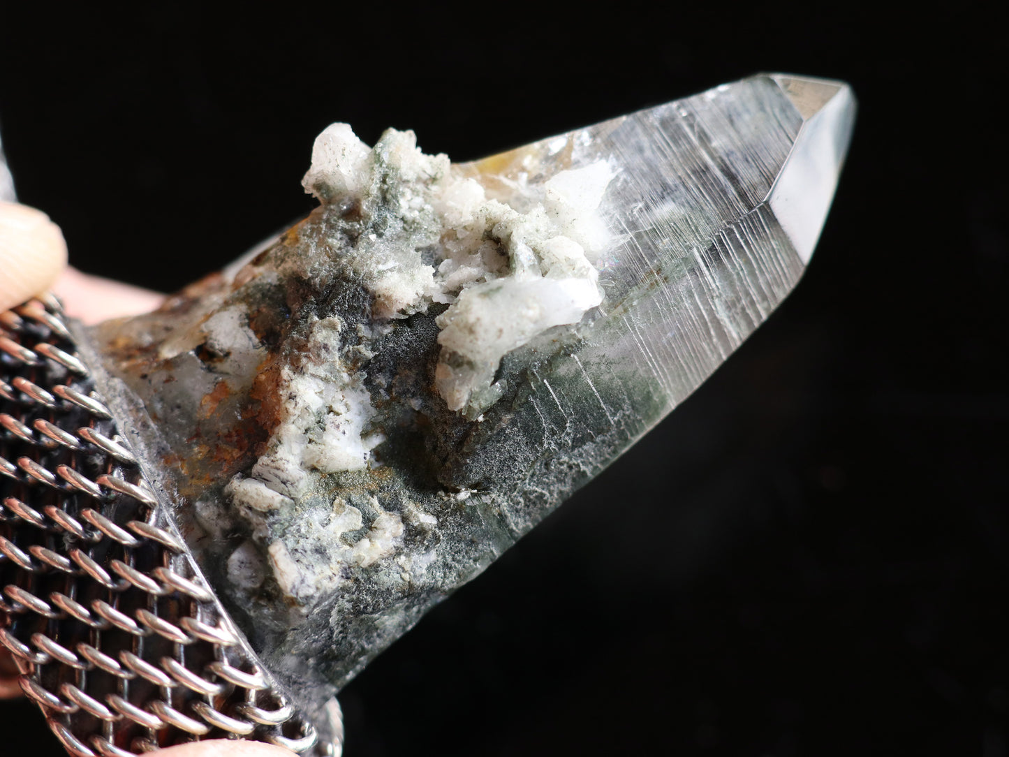 (チェーンデザイン)ガネーシュヒマール産クロライト水晶ペンダントトップPN:HCS-C20