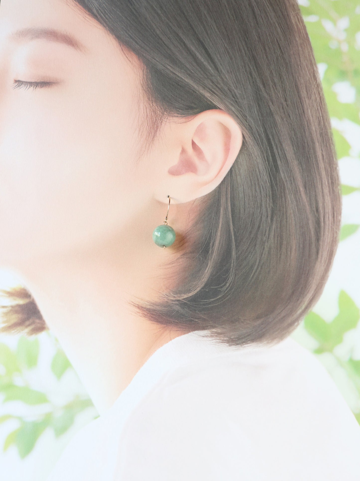 ◆ItoMe Stone◆14KGFピアス、翡翠12㎜球PN:IPS-198