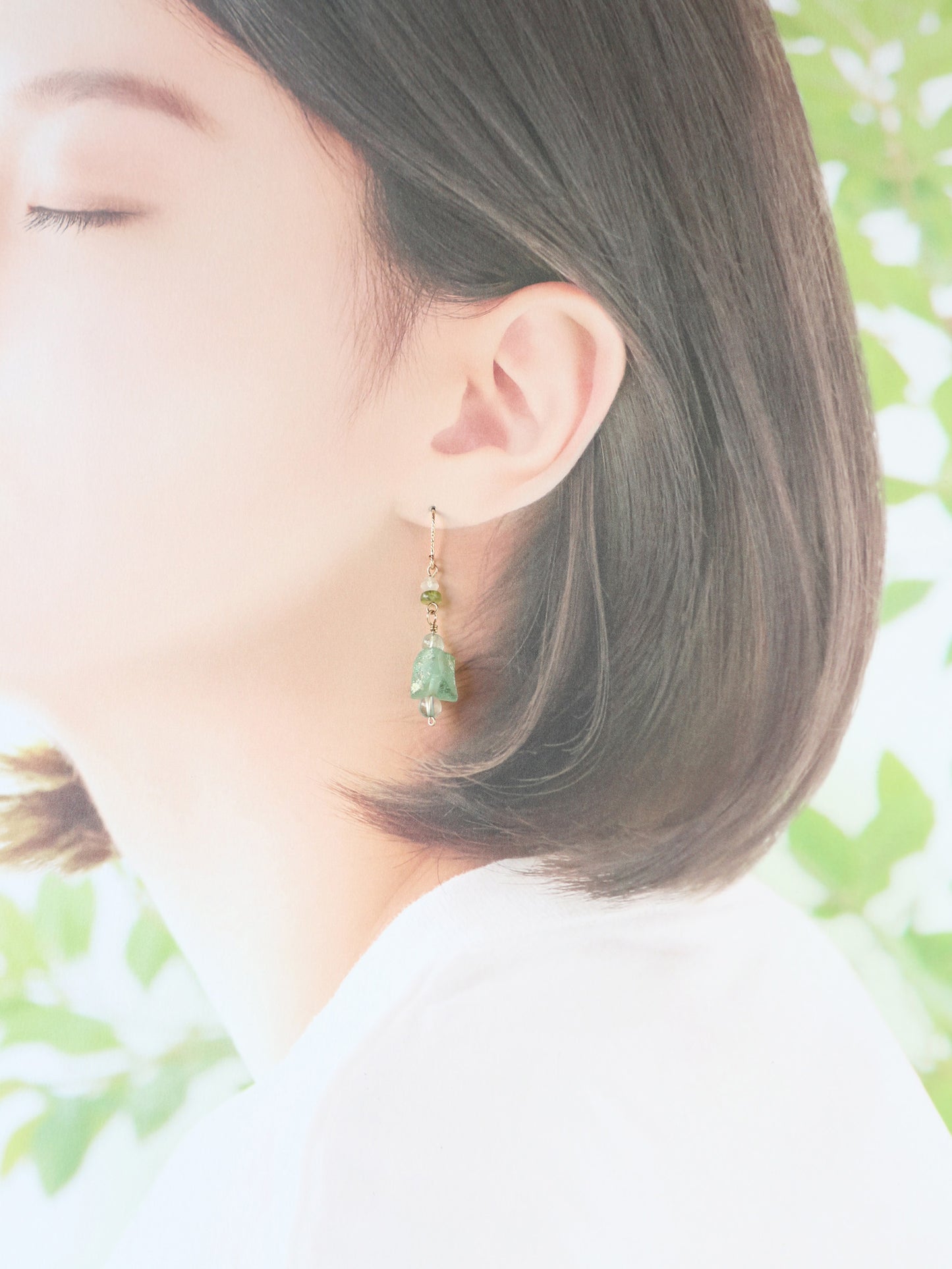 ◆ItoMe Stone◆14KGFピアス、ローマンビーズ、アクアマリンPN:IPS-200