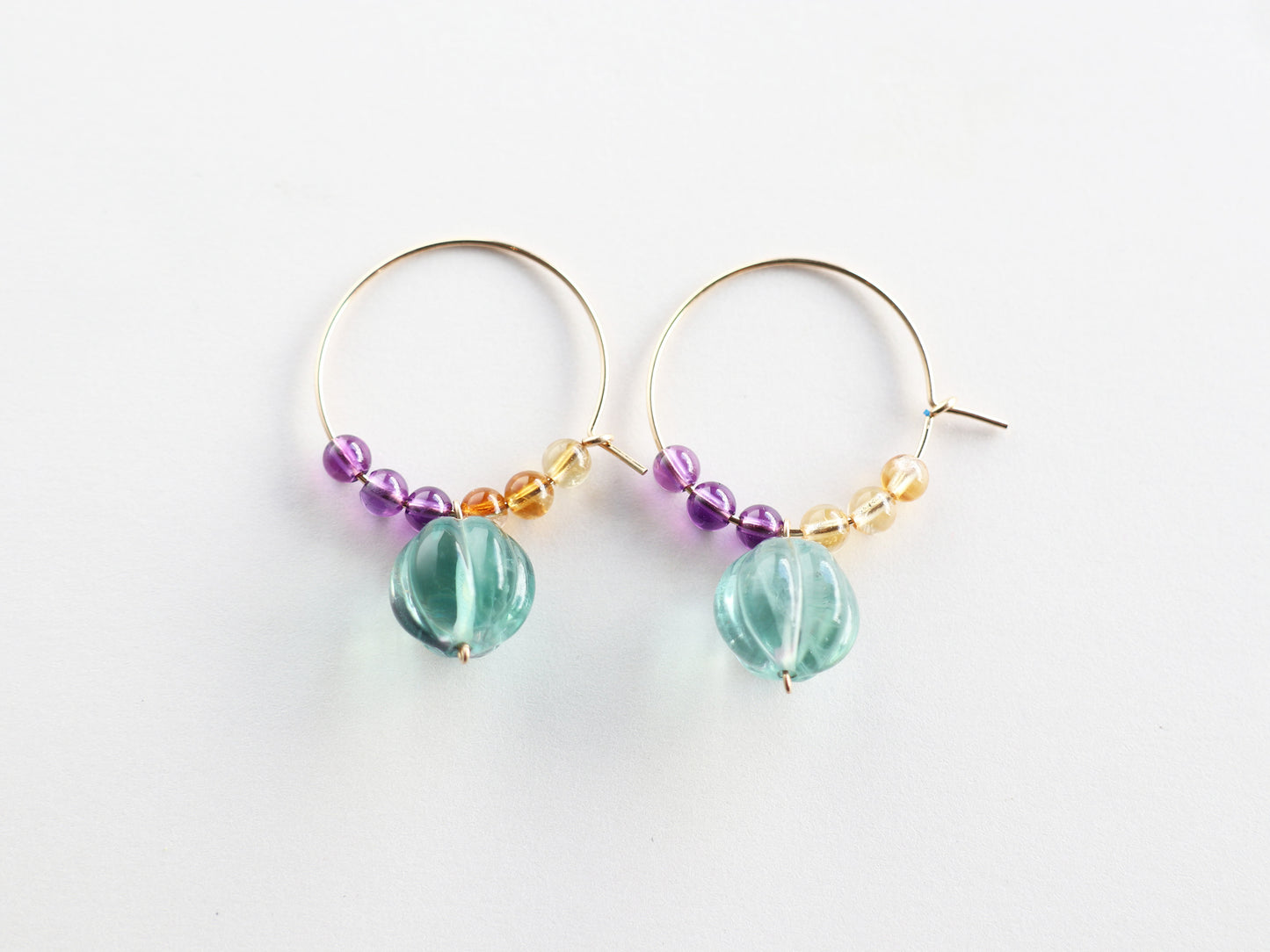 ◆ItoMe Stone◆ピアス*フローライト,アメシスト、シトリンPN:IPS-219