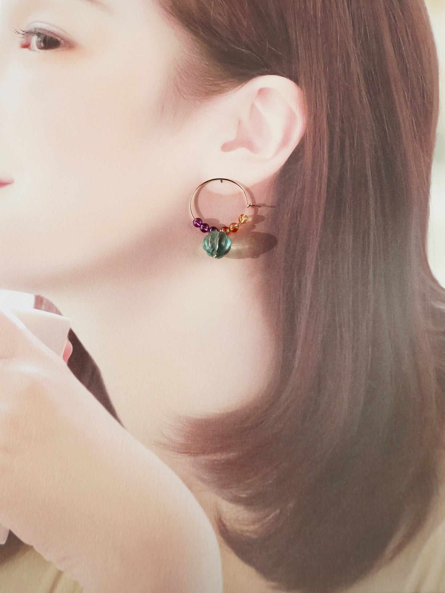 ◆ItoMe Stone◆ピアス*フローライト,アメシスト、シトリンPN:IPS-219