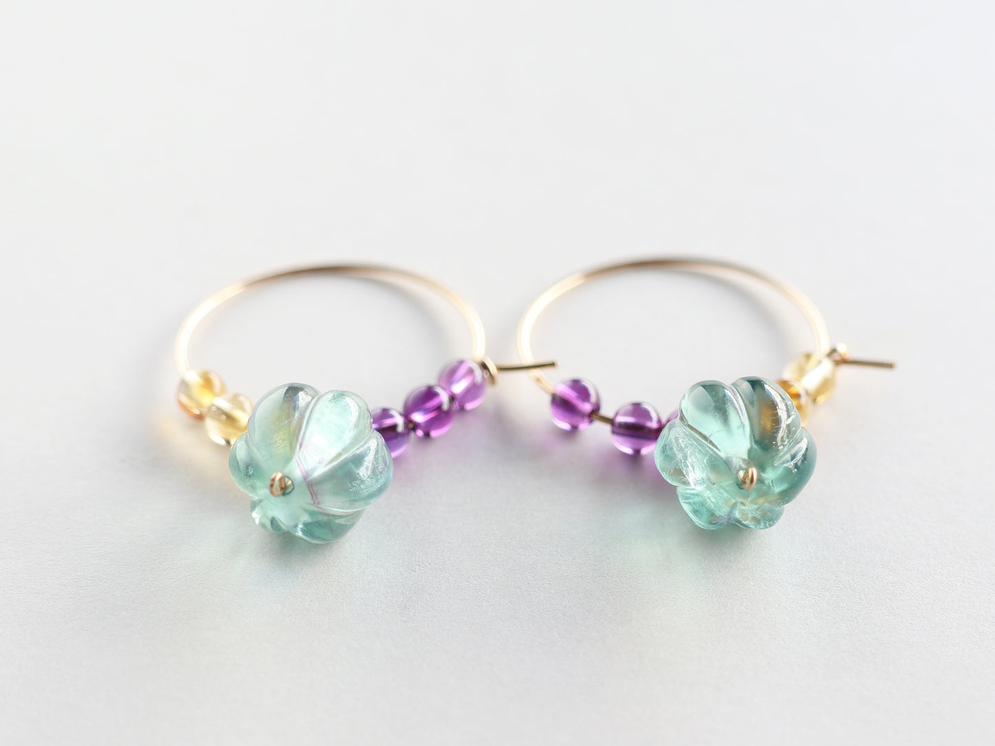 ◆ItoMe Stone◆ピアス*フローライト,アメシスト、シトリンPN:IPS-219