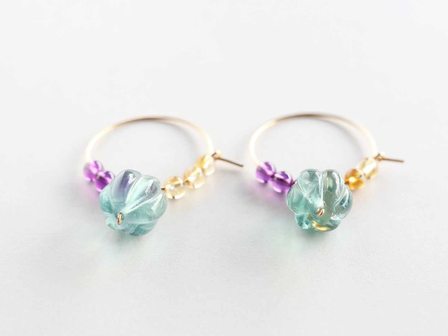 ◆ItoMe Stone◆ピアス*フローライト,アメシスト、シトリンPN:IPS-219