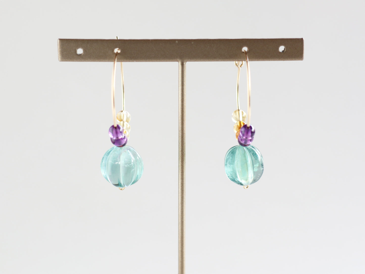 ◆ItoMe Stone◆ピアス*フローライト,アメシスト、シトリンPN:IPS-219