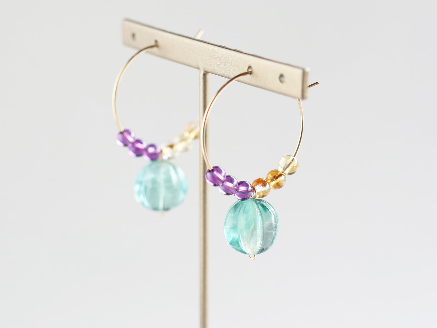 ◆ItoMe Stone◆ピアス*フローライト,アメシスト、シトリンPN:IPS-219