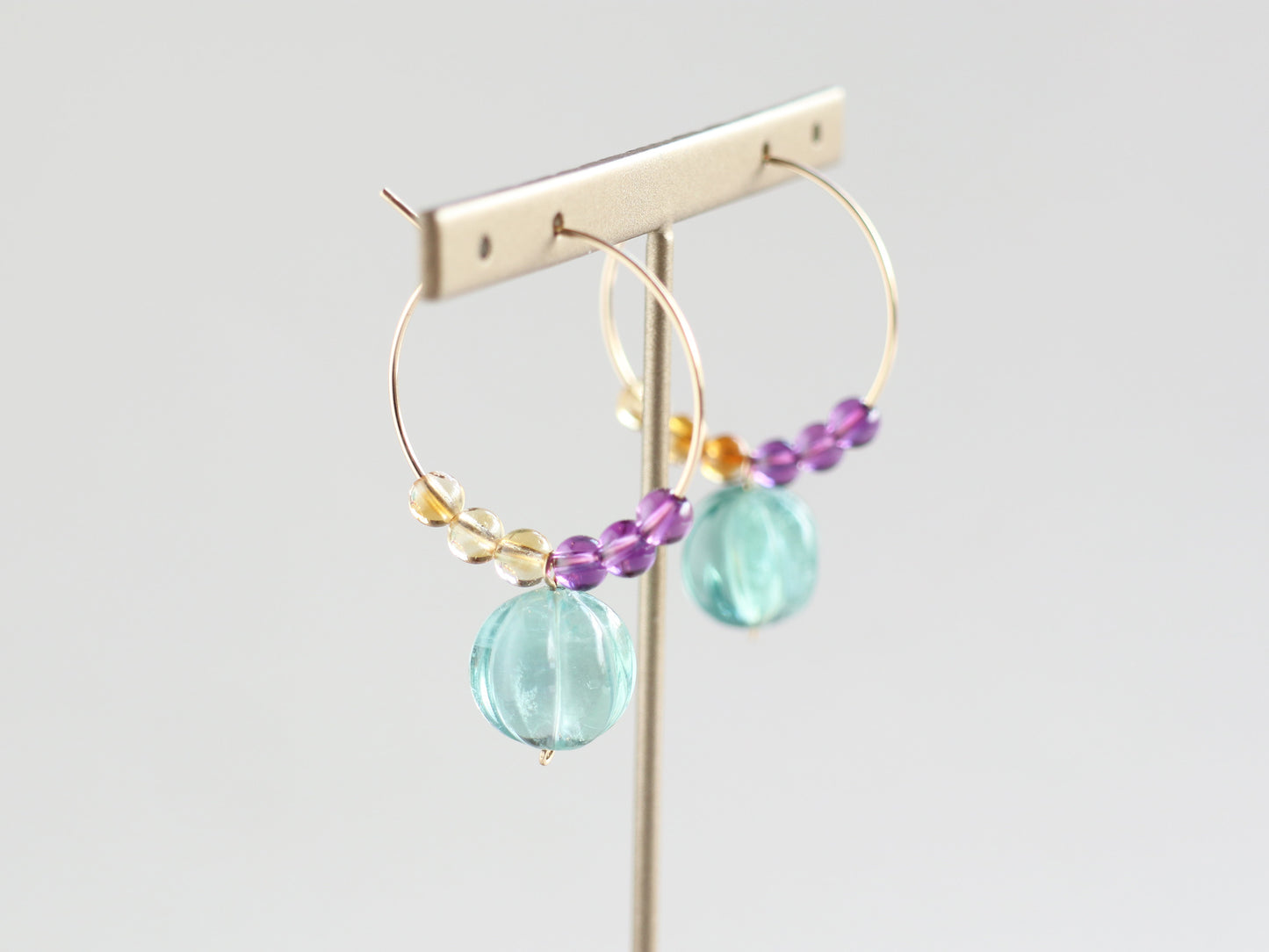 ◆ItoMe Stone◆ピアス*フローライト,アメシスト、シトリンPN:IPS-219