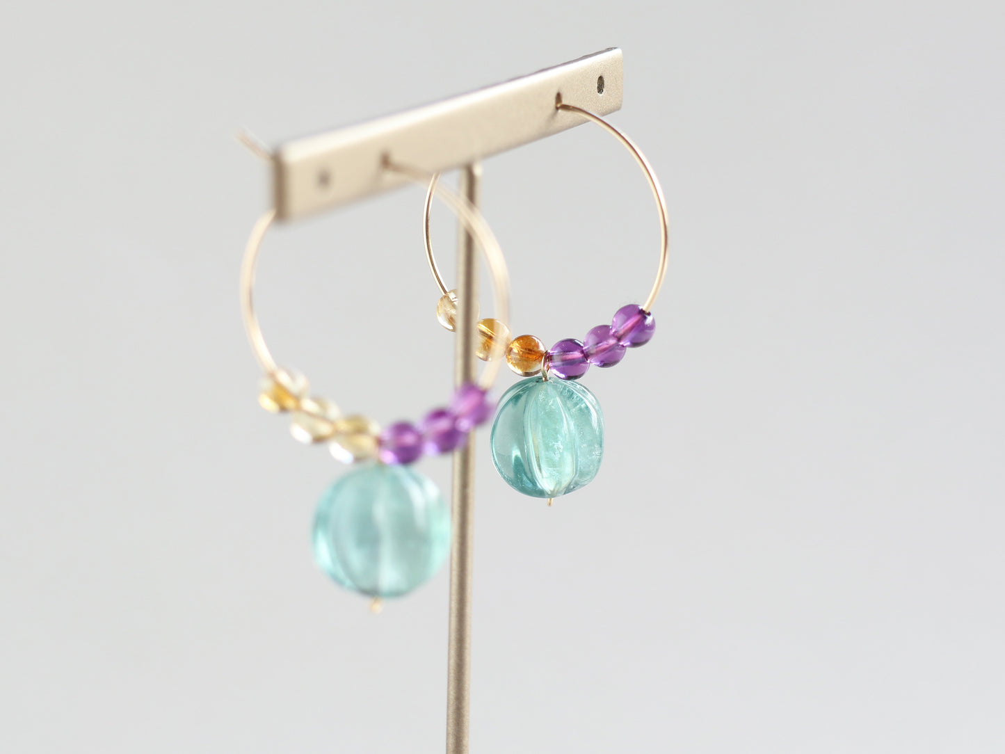 ◆ItoMe Stone◆ピアス*フローライト,アメシスト、シトリンPN:IPS-219