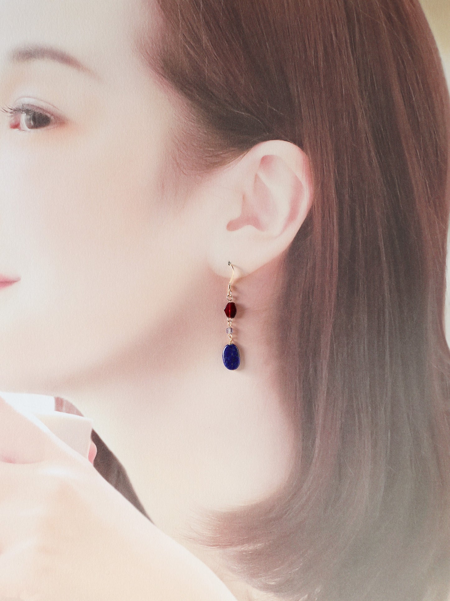 ◆ItoMe Stone◆ピアス*ラピスラズリ、ガーネットPN:IPS-224