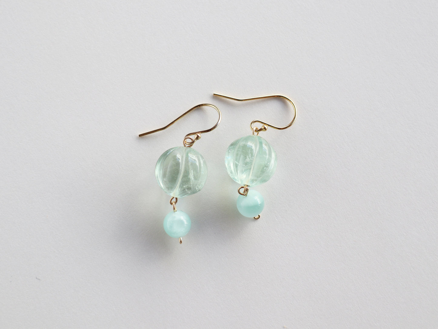 ◆ItoMe Stone◆ピアス*フローライト,グリーンムーンストーン PN:IPS-235
