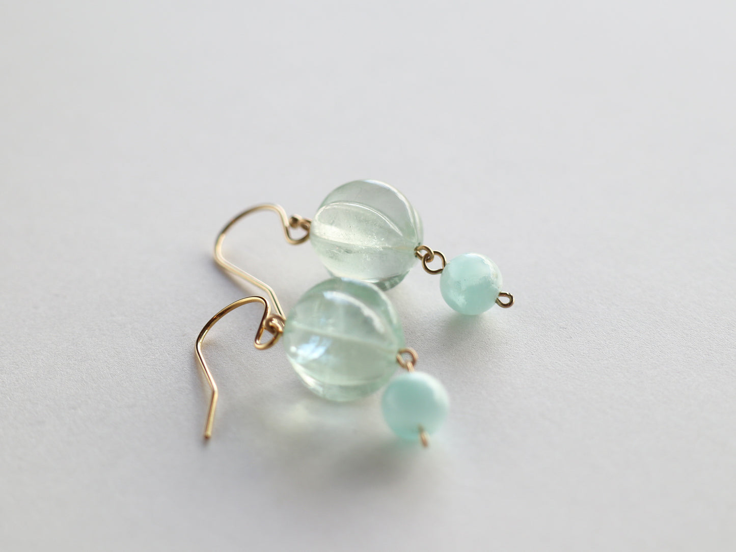 ◆ItoMe Stone◆ピアス*フローライト,グリーンムーンストーン PN:IPS-235