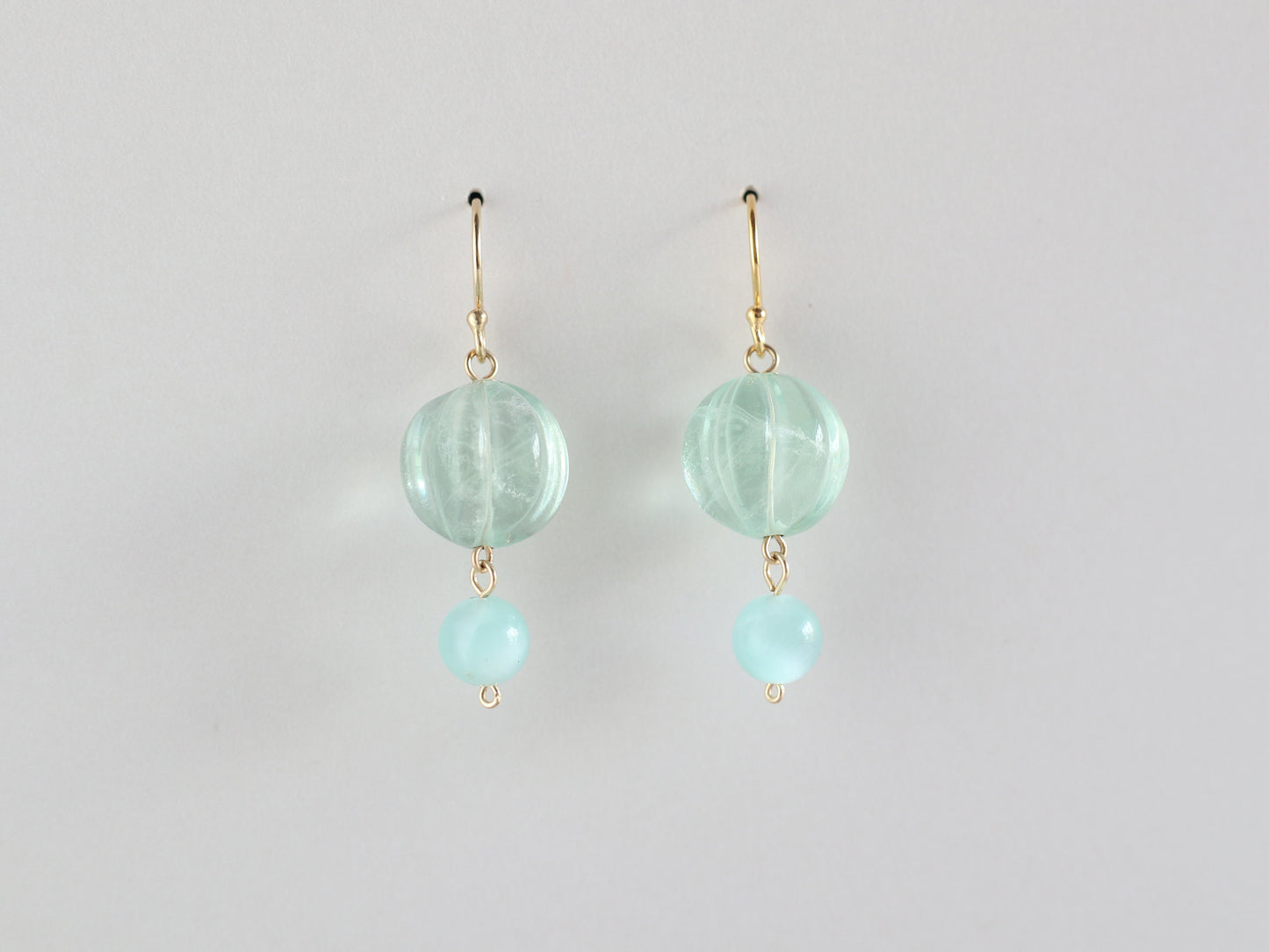 ◆ItoMe Stone◆ピアス*フローライト,グリーンムーンストーン PN:IPS-235