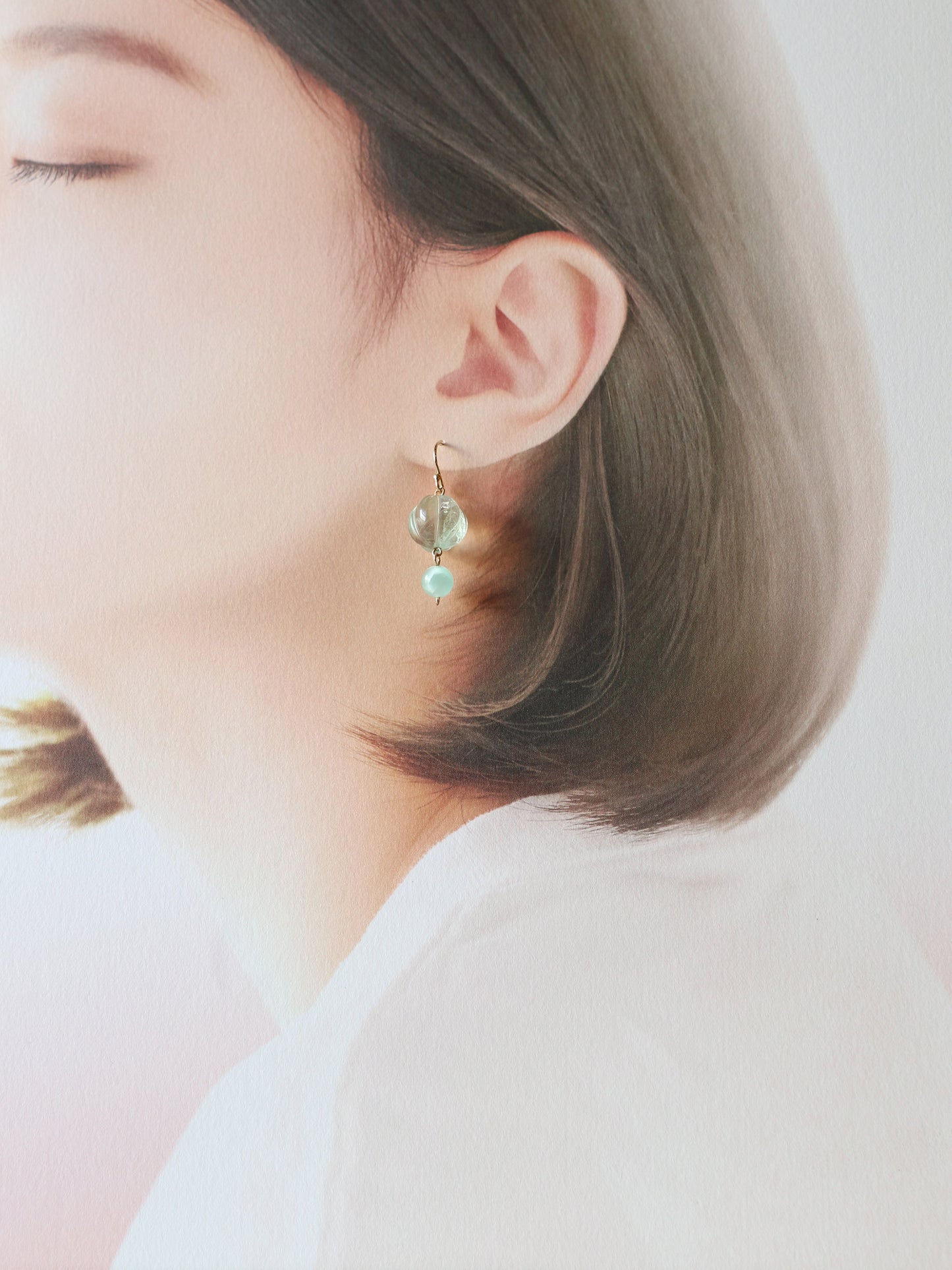 ◆ItoMe Stone◆ピアス*フローライト,グリーンムーンストーン PN:IPS-235
