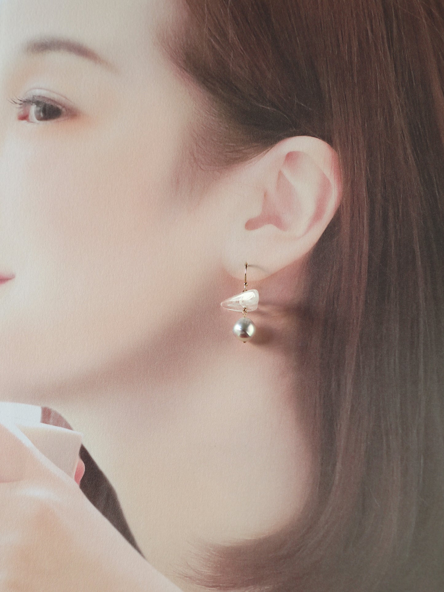 ◆ItoMe Stone◆14KGFピアス*ヒマラヤ水晶、淡水パール、ピアスPN:IPS-251