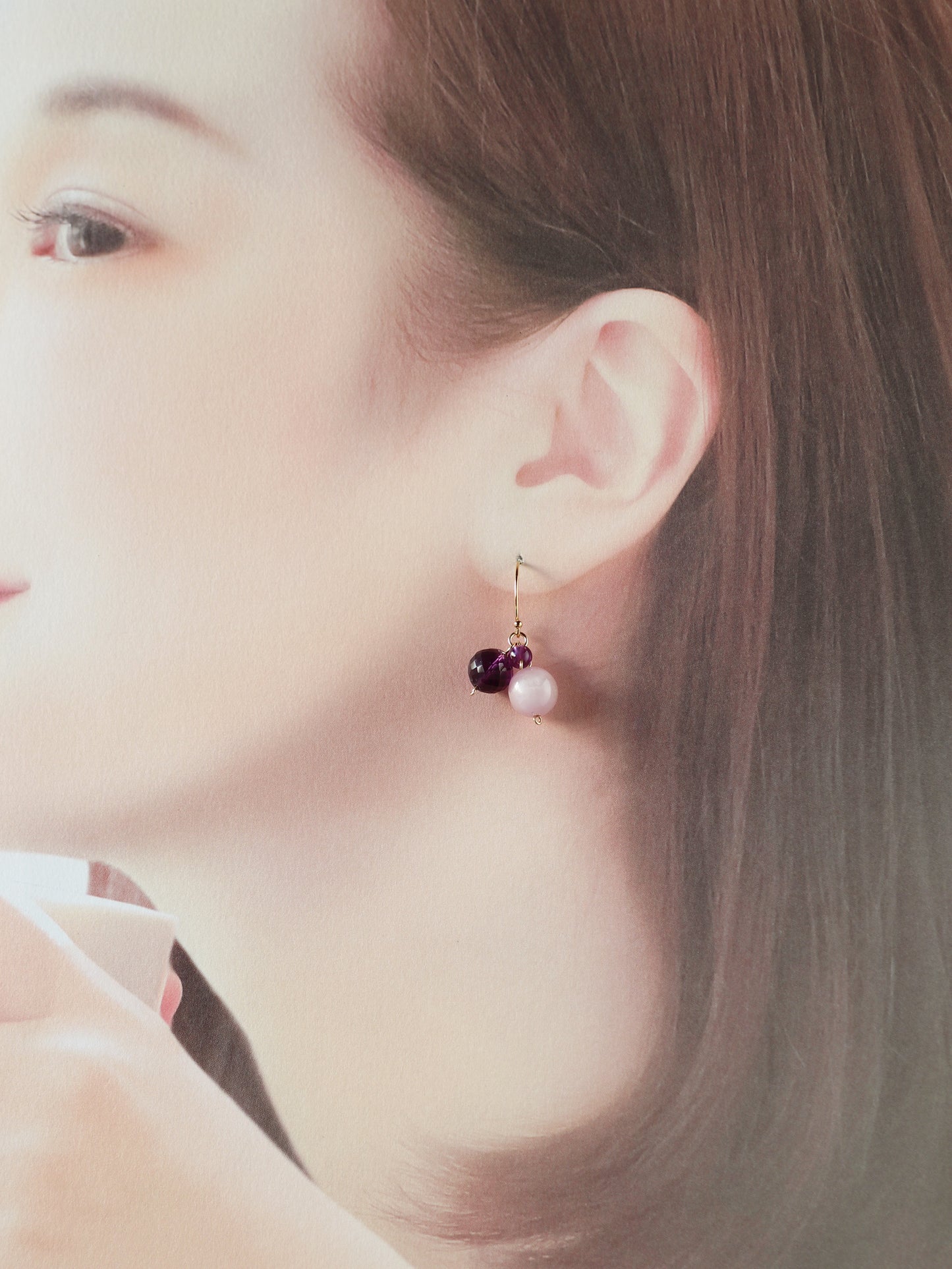 ◆ItoMe Stone◆ピアス*クンツァイト,アメジストのピアスPN:IPS-254