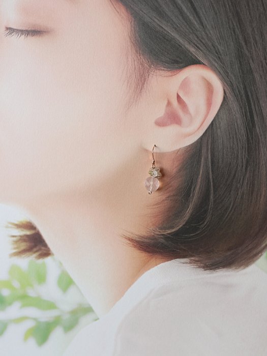 ◆ItoMe Stone◆ピアス*恋愛と言えばローズクォーツ春色14KGFフックピアス