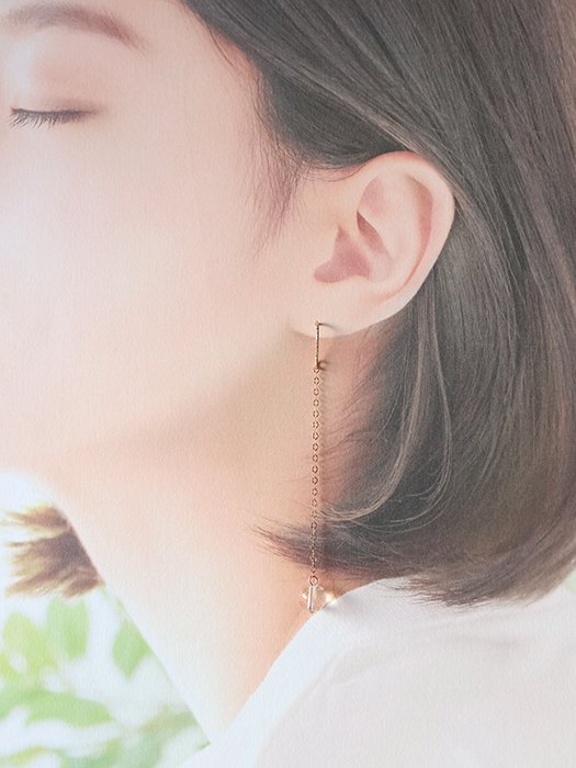 ◆ItoMe Stone◆ピアス*ヒマラヤ水晶14KGFロングチェーンピアス