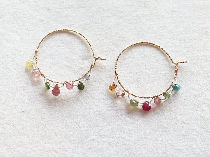 ◆ItoMe Stone◆フープピアス*カラフルトルマリン