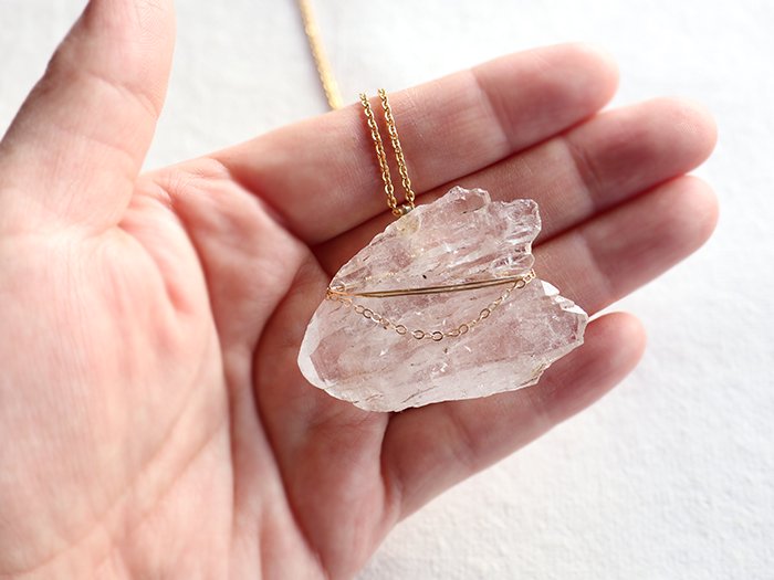 (14KGFワイヤーワーク)ガネーシュヒマール産ヒマラヤ水晶、タビュラーペンダントトップ