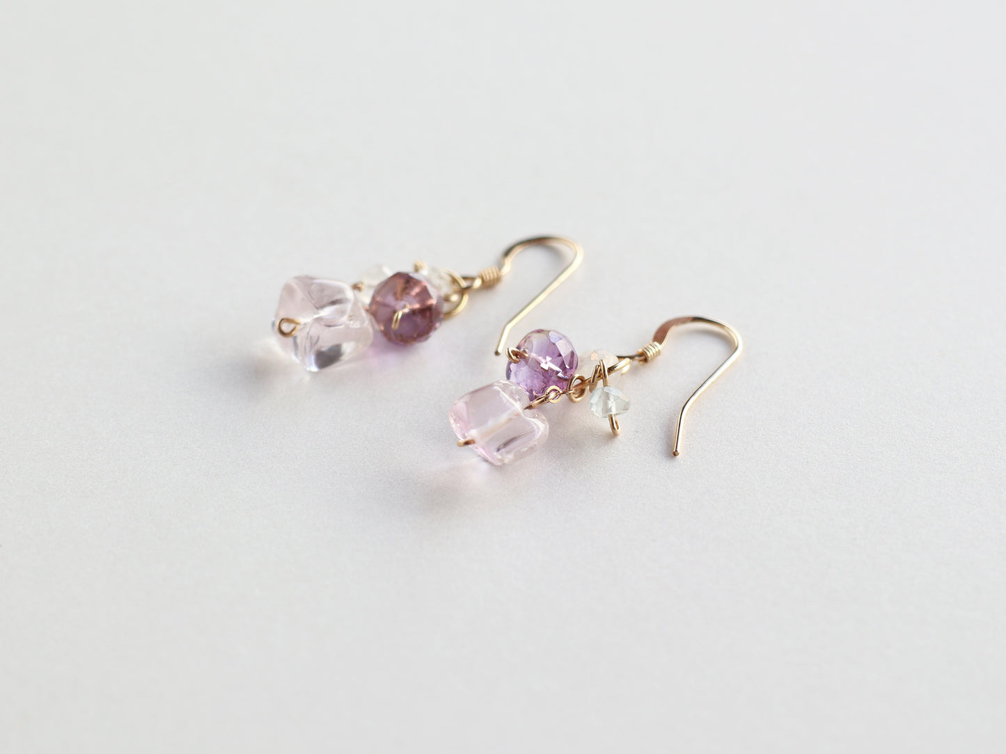◆ItoMe Stone◆ピアス*アメシスト、クンツァイトのピアスPN:IPS-197