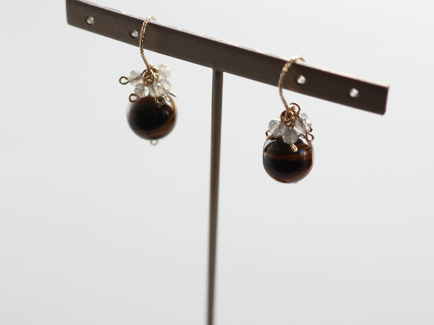 ◆ItoMe Stone◆ピアス*タイガーアイ、ラブラドライト,PN:IPS-137