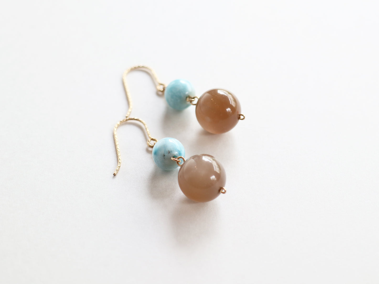◆ItoMe Stone◆ピアス*ラリマー、ブラウンムーンストーンPN:IPS-157