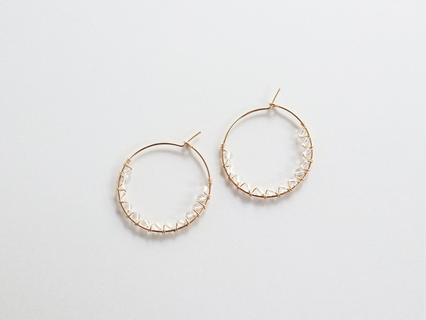 ◆ItoMe Stone◆14KGFフープピアス、水晶PN:IPS-161