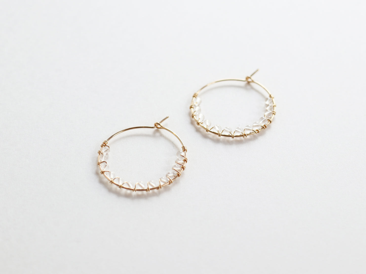 ◆ItoMe Stone◆14KGFフープピアス、水晶PN:IPS-161