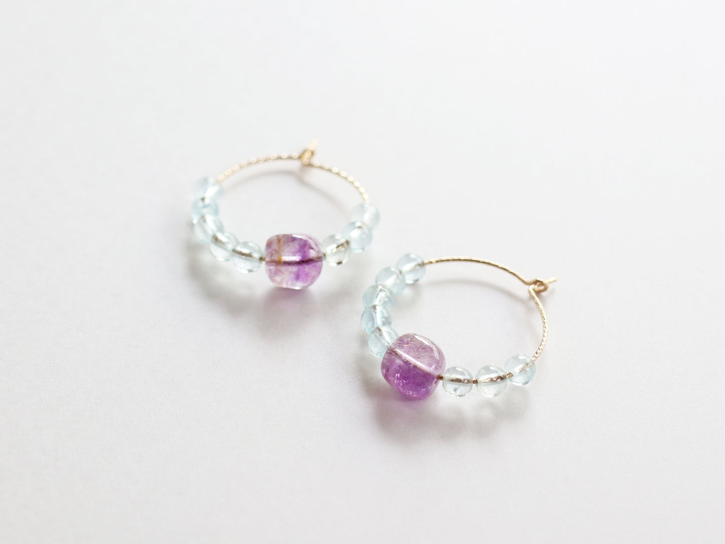 ◆ItoMe Stone◆14KGFフープピアス、スーパーセブン、アクアマリンPN:IPS-166