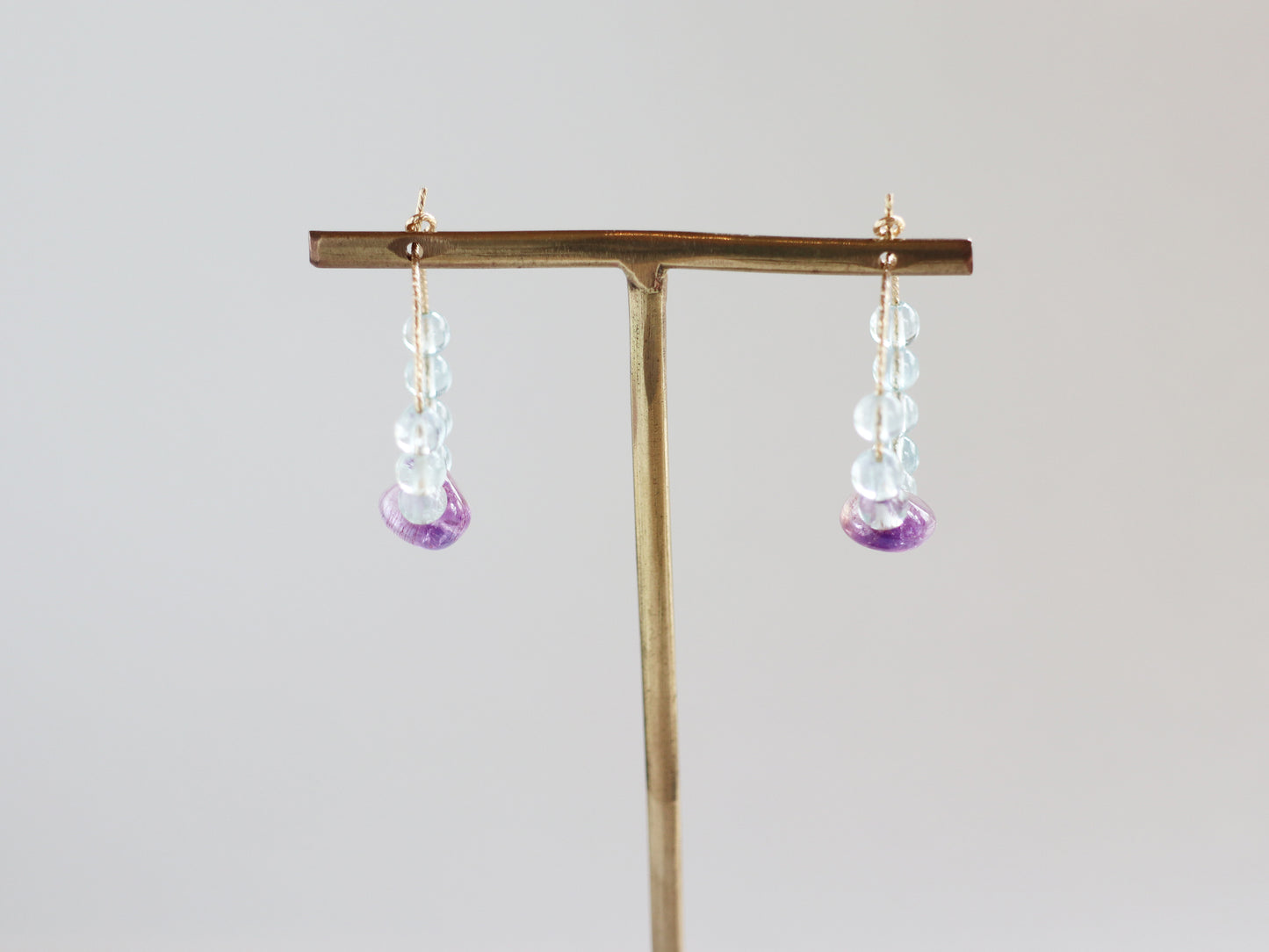 ◆ItoMe Stone◆14KGFフープピアス、スーパーセブン、アクアマリンPN:IPS-166
