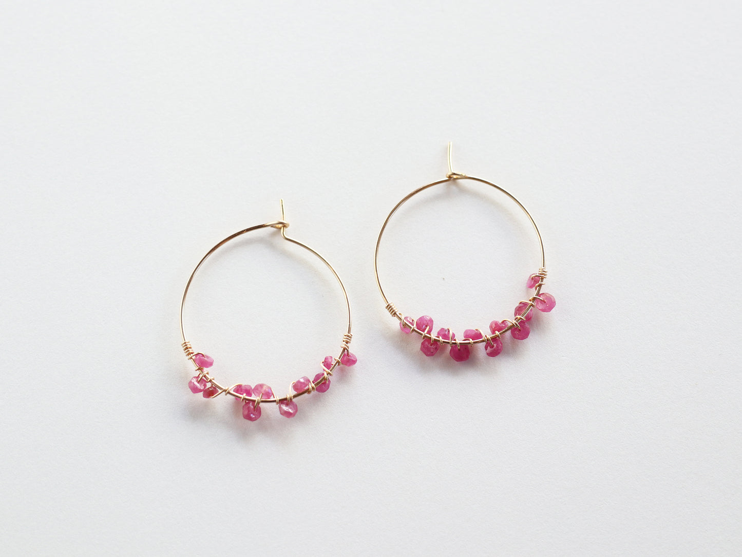 ◆ItoMe Stone◆ピアス*ビルマ産ルビー、フープピアスPN:IPS-175