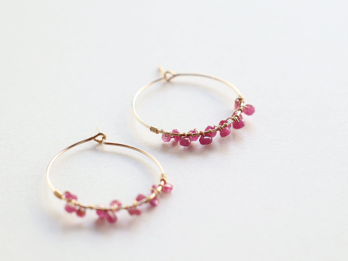 ◆ItoMe Stone◆ピアス*ビルマ産ルビー、フープピアスPN:IPS-175