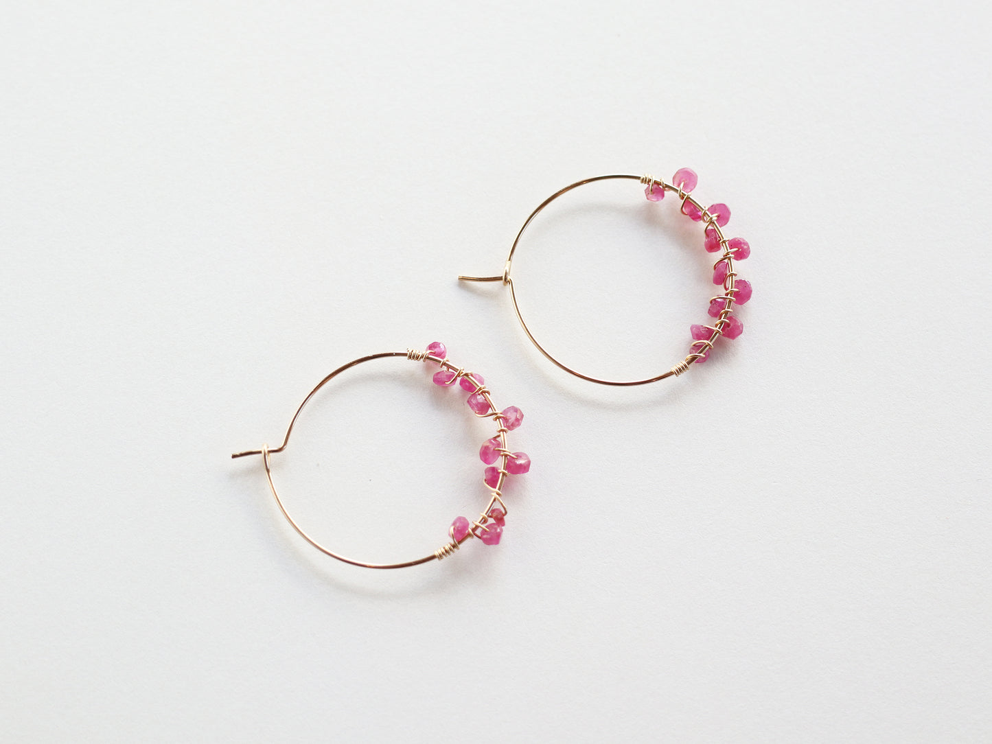 ◆ItoMe Stone◆ピアス*ビルマ産ルビー、フープピアスPN:IPS-175