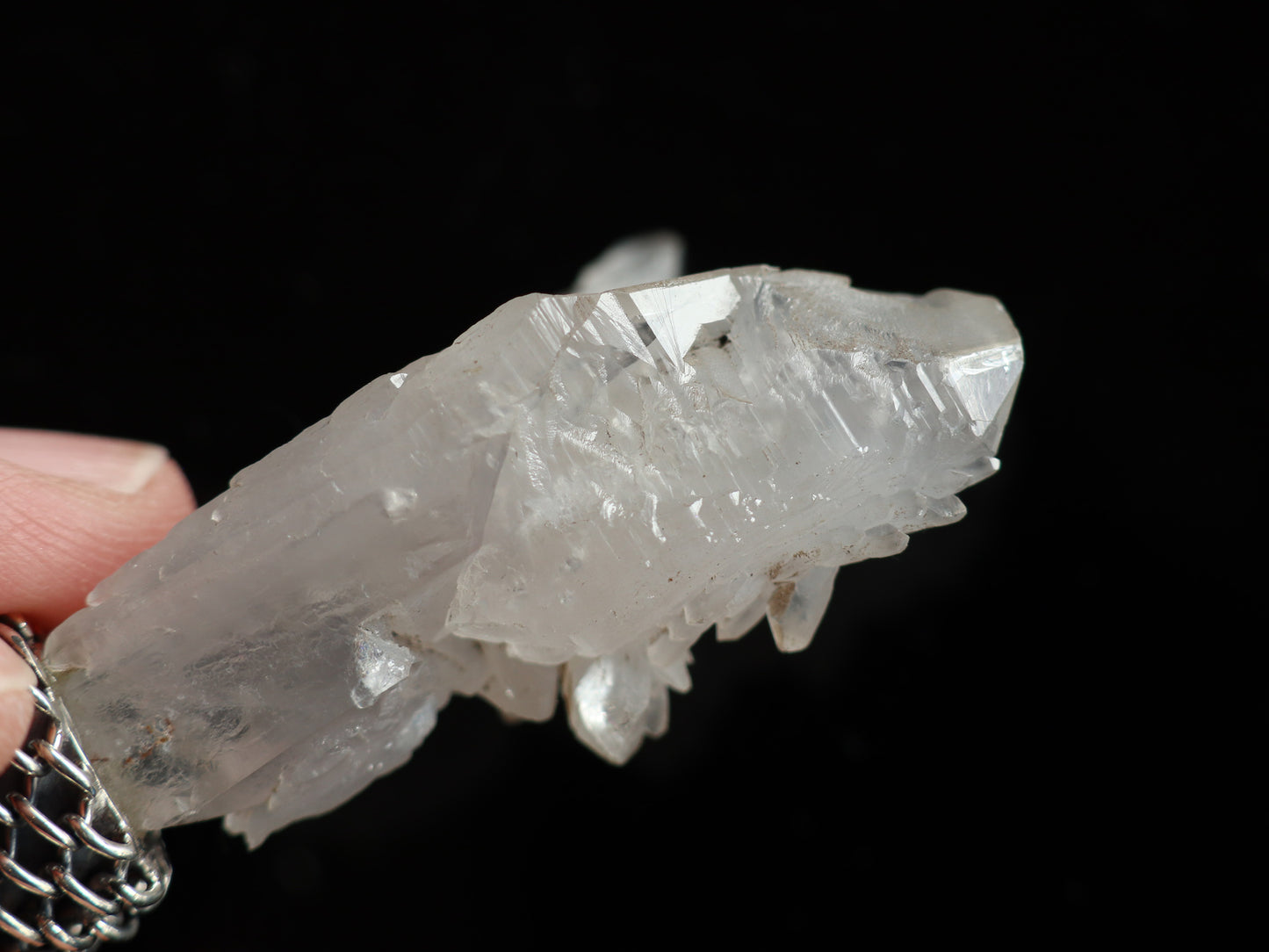 （チェーンデザイン）ガネーシュヒマール産エンジェル、エレスチャル水晶原石ペンダントトップPN:HCS-C14