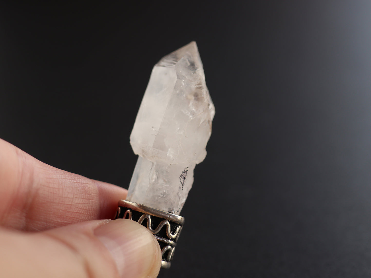 ガネーシュヒマール産ヒマラヤ水晶原石  セプターシルバーペンダントPN:HCS-260