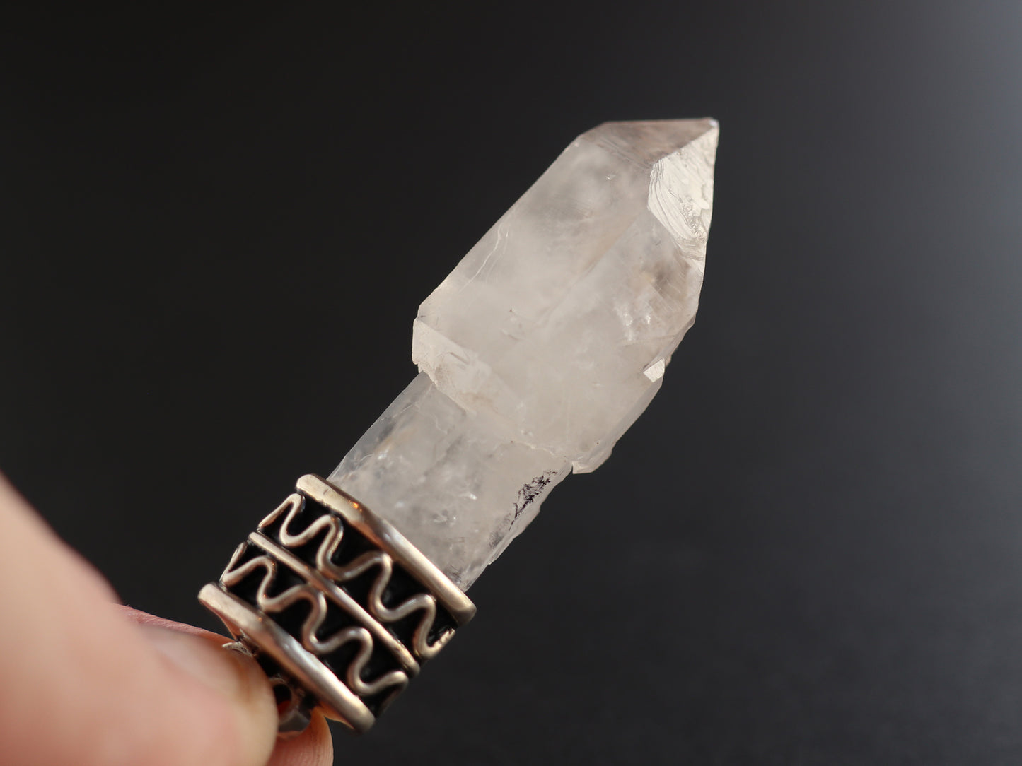 ガネーシュヒマール産ヒマラヤ水晶原石  セプターシルバーペンダントPN:HCS-260